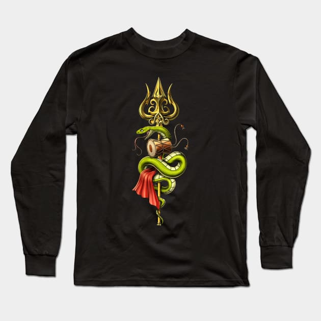 Lord Shiva Trident Long Sleeve T-Shirt by underheaven